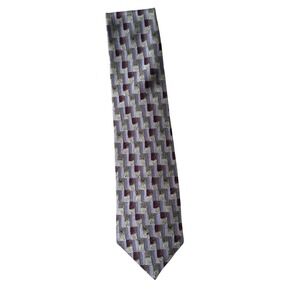 J. Garcia Silk Necktie Abstract Pattern‎ Designer Tie Purple Brown Made in Korea